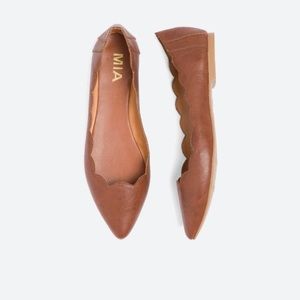 Mia Amari Faux Leather Scallop Flats